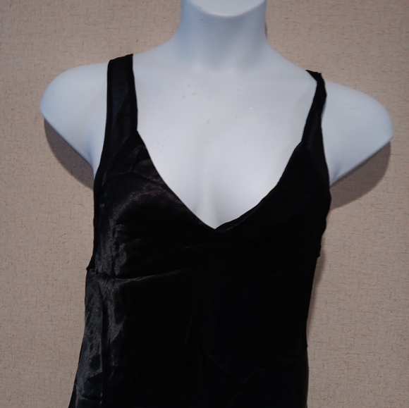 Vintage 90s Cacique Black Sheer Chemise Mini Dress Size L - Picture 2 of 5
